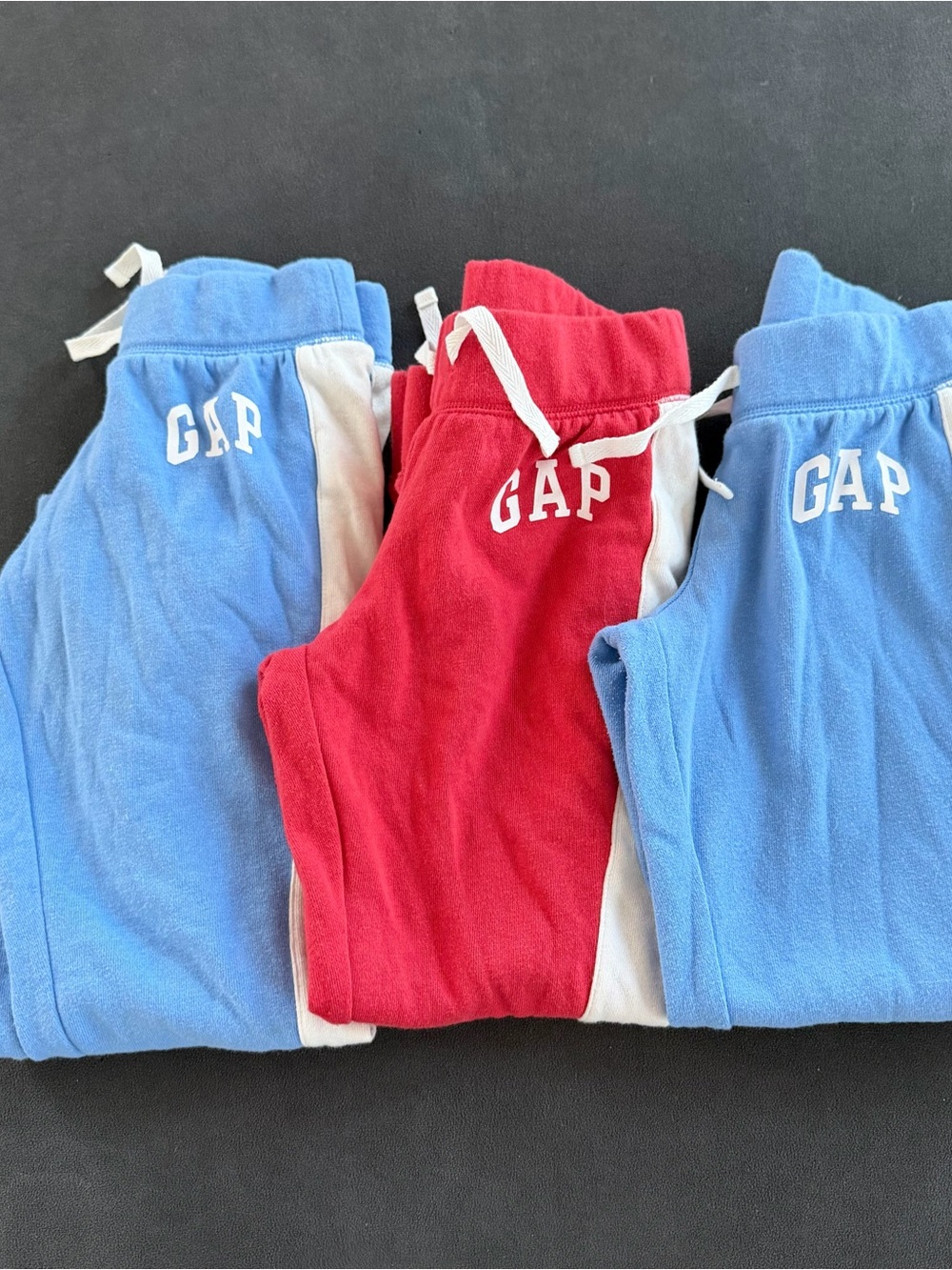 GAP Kids Red and Light Blue Colorblock Joggers